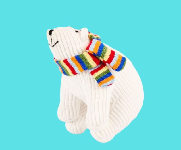 Corduroy polar bear on blue